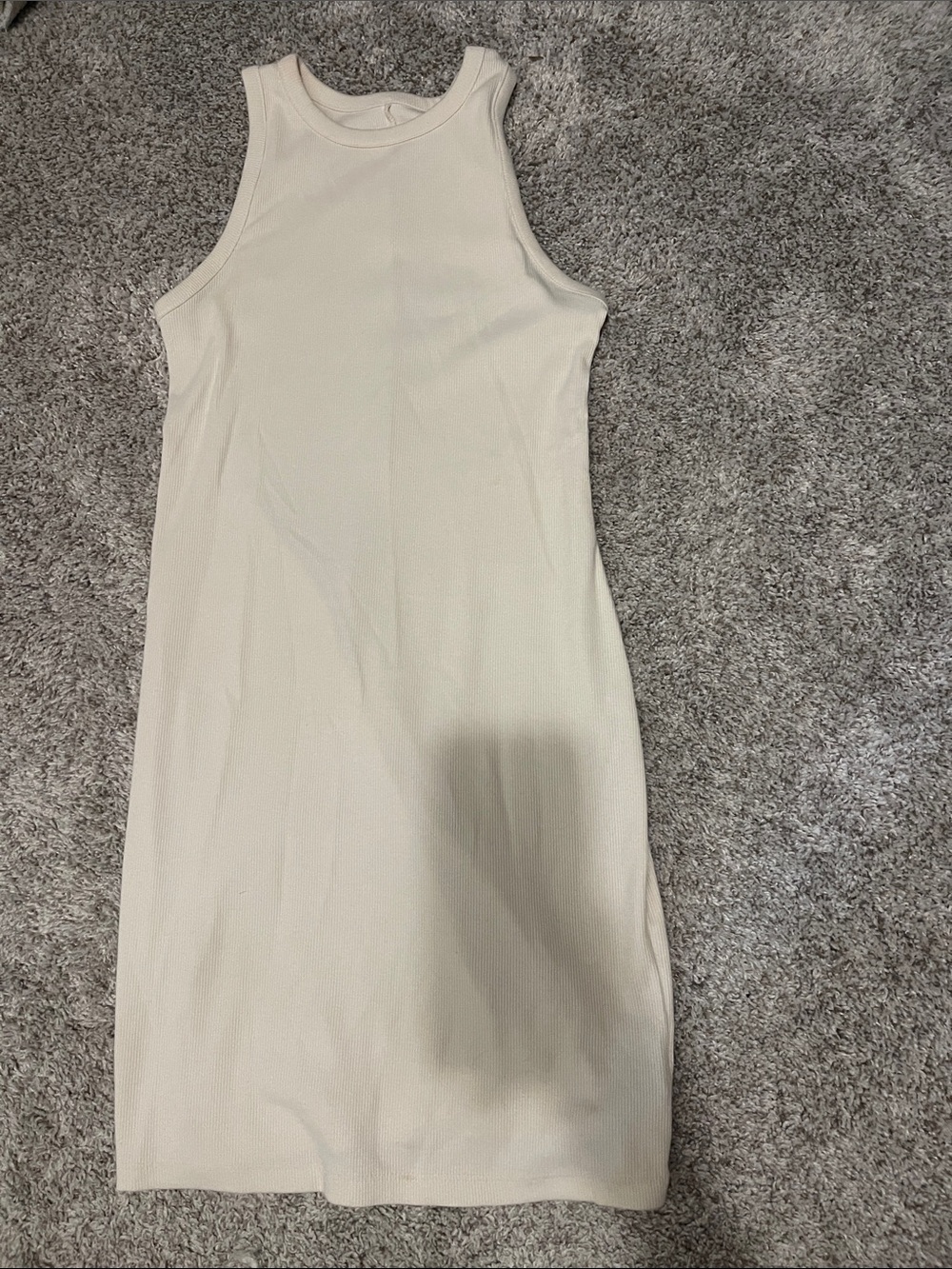 a new day Cream Ribbed Tank Midi Dress